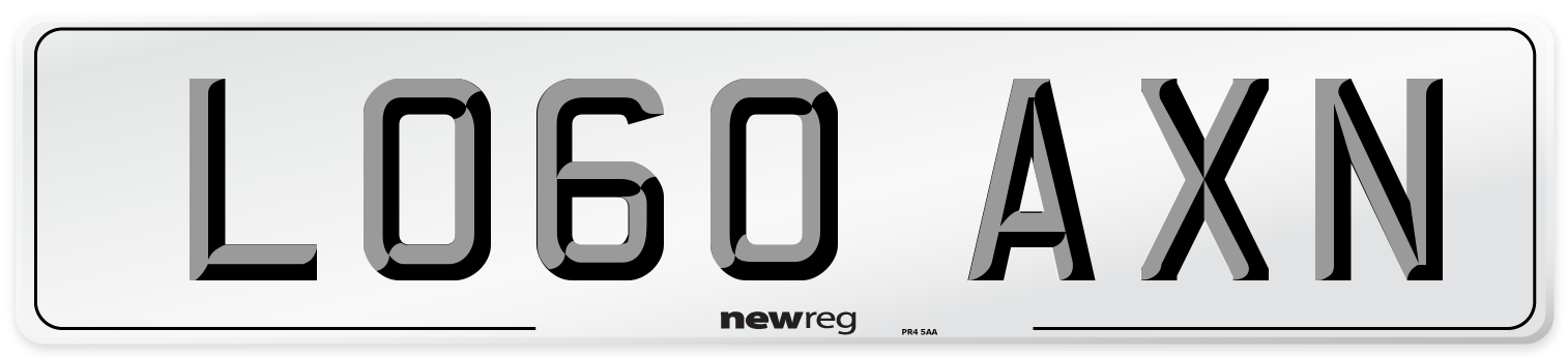 LO60 AXN Number Plate from New Reg